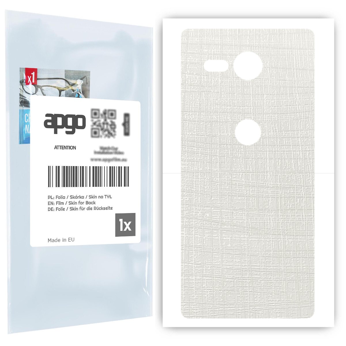 Folia naklejka skórka strukturalna na TYŁ do Sony Xperia XZ2 Compact -  Tkanina Biała - apgo SKINS
