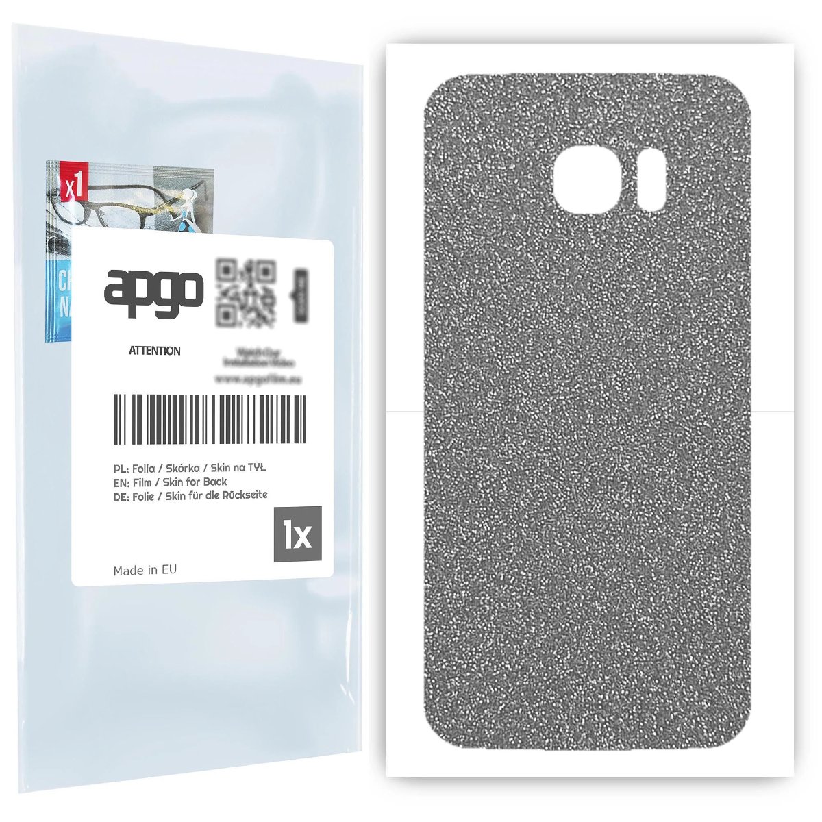 Folia naklejka skórka strukturalna na TYŁ do Samsung Galaxy S7 edge -  Brokat Srebrny - apgo SKINS