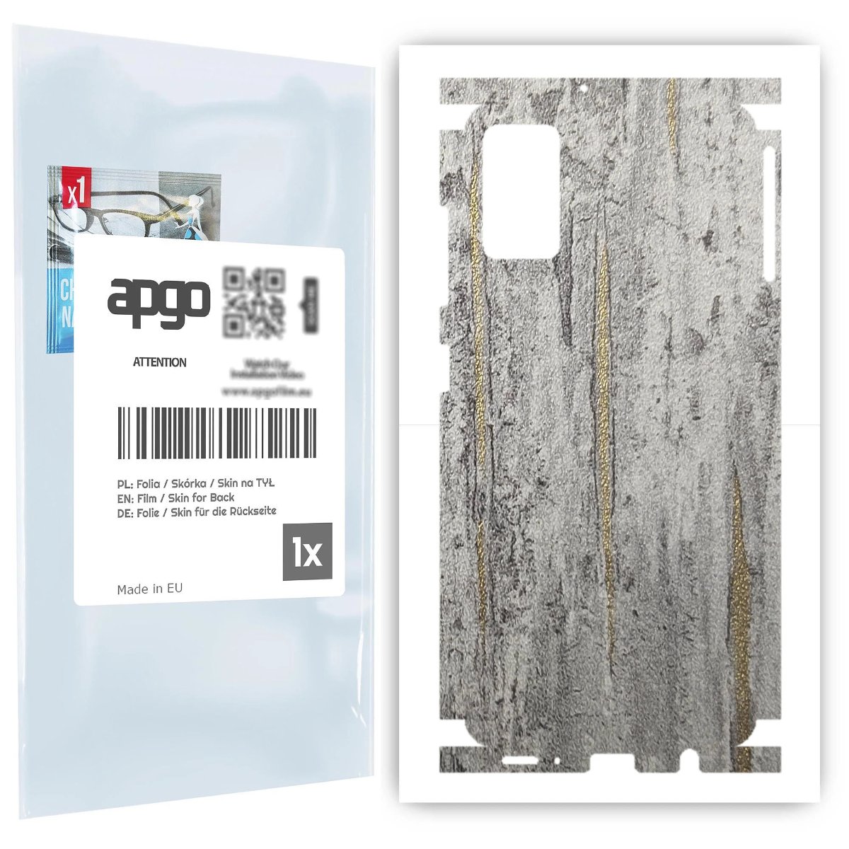 Folia naklejka skórka strukturalna na TYŁ+BOKI do Samsung Galaxy A41 -  Beton Złote Paski - apgo SKINS