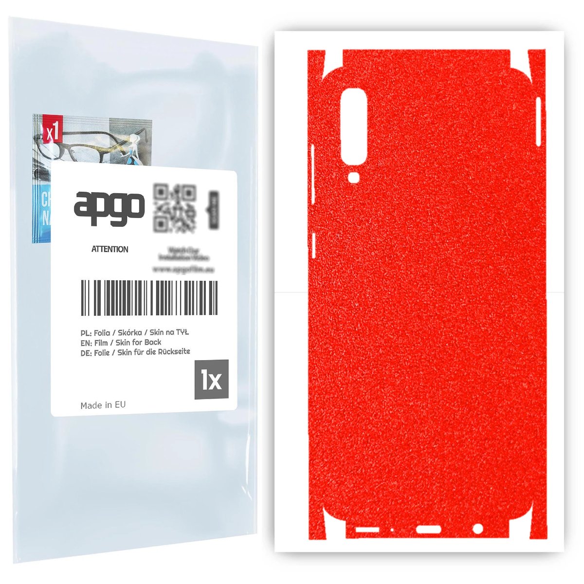 Folia naklejka skórka strukturalna na TYŁ+BOKI do Samsung Galaxy A70 -  Czerwony Pastel Matowy Chropowaty Baranek - apgo SKINS