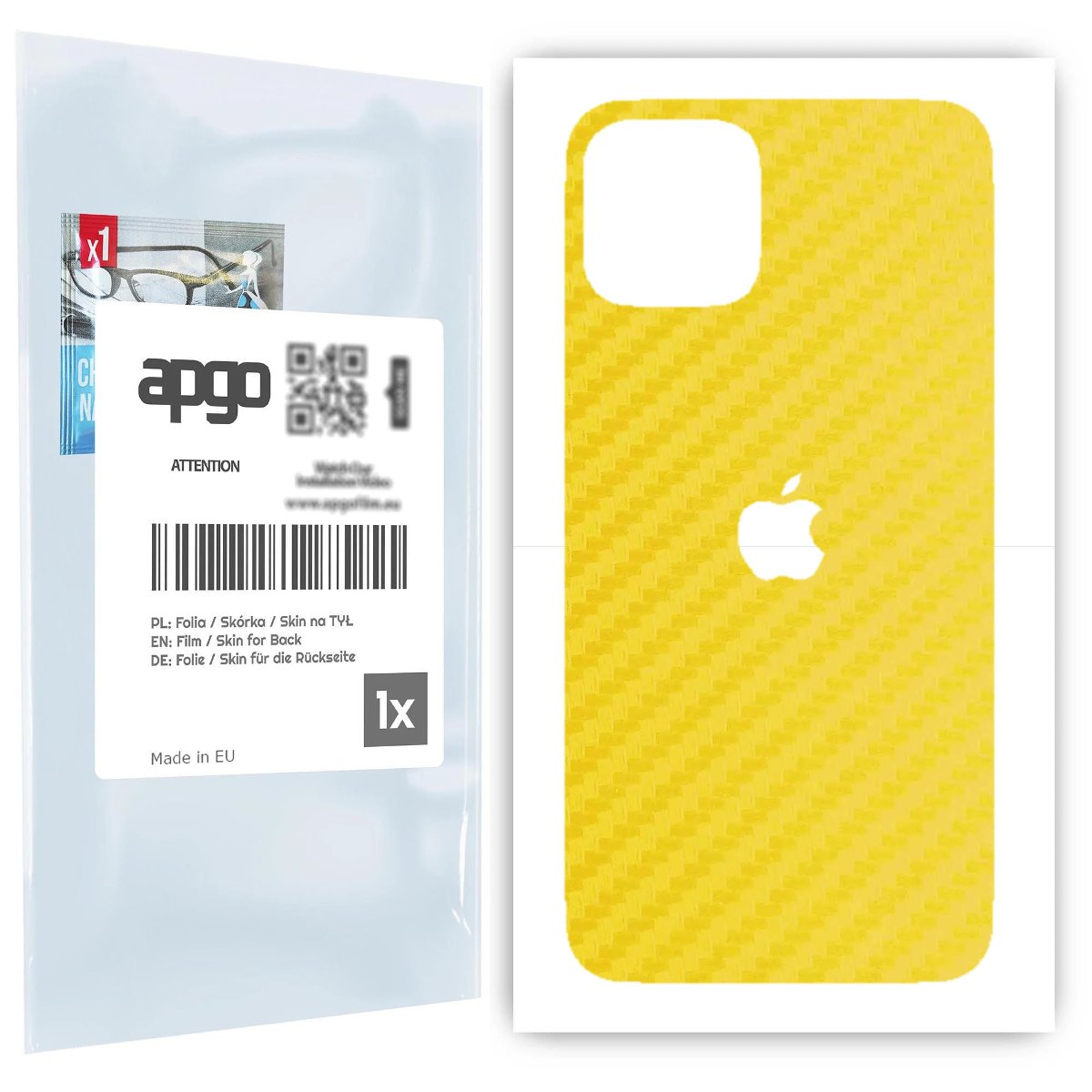 Folia naklejka skórka strukturalna na TYŁ do Apple iPhone 11 Pro -  Carbon Żółty - apgo SKINS