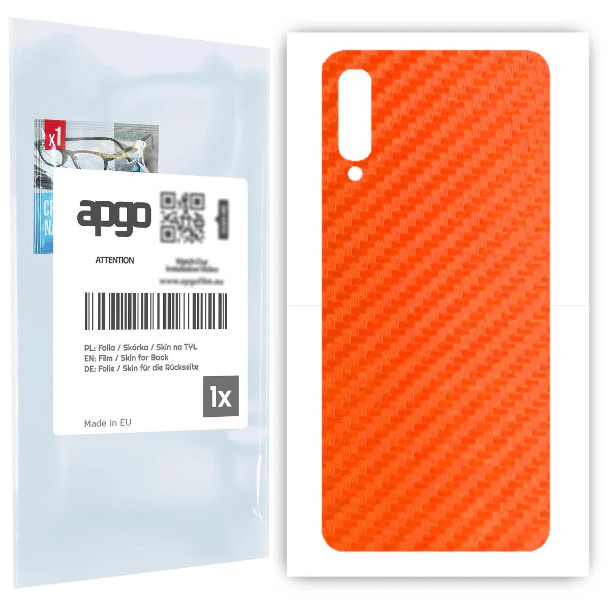 Folia naklejka skórka strukturalna na TYŁ do Samsung Galaxy A50 -  Carbon Pomarańczowy - apgo SKINS