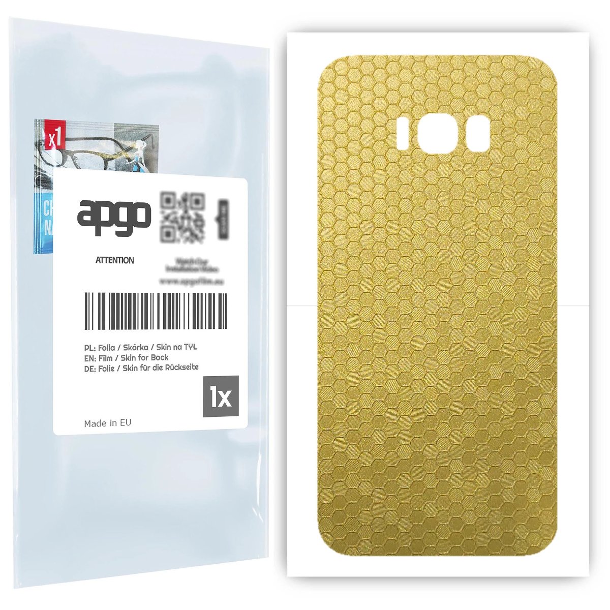 Folia naklejka skórka strukturalna na TYŁ do Samsung Galaxy S8+ -  Plaster Miodu Złoty - apgo SKINS