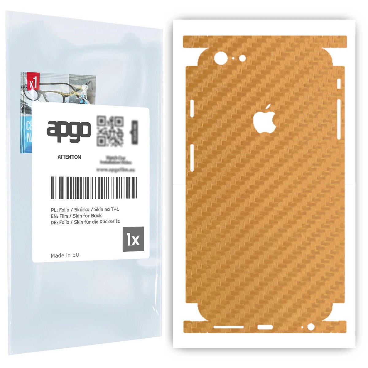 Folia naklejka skórka strukturalna na TYŁ+BOKI do Apple iPhone 6s Plus -  Carbon Złoty - apgo SKINS