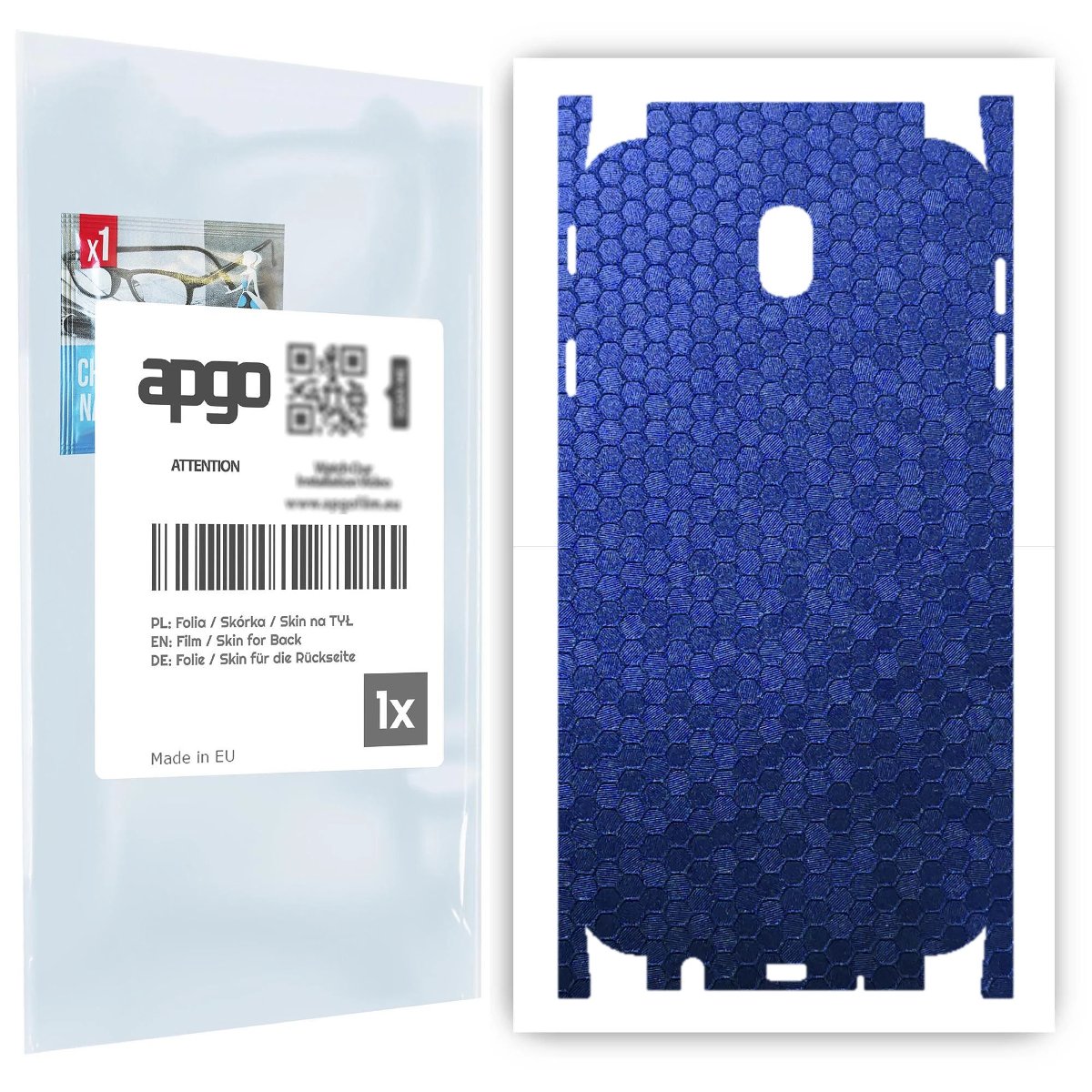 Folia naklejka skórka strukturalna na TYŁ+BOKI do Samsung Galaxy J7 (2017) -  Plaster Miodu Niebieski - apgo SKINS