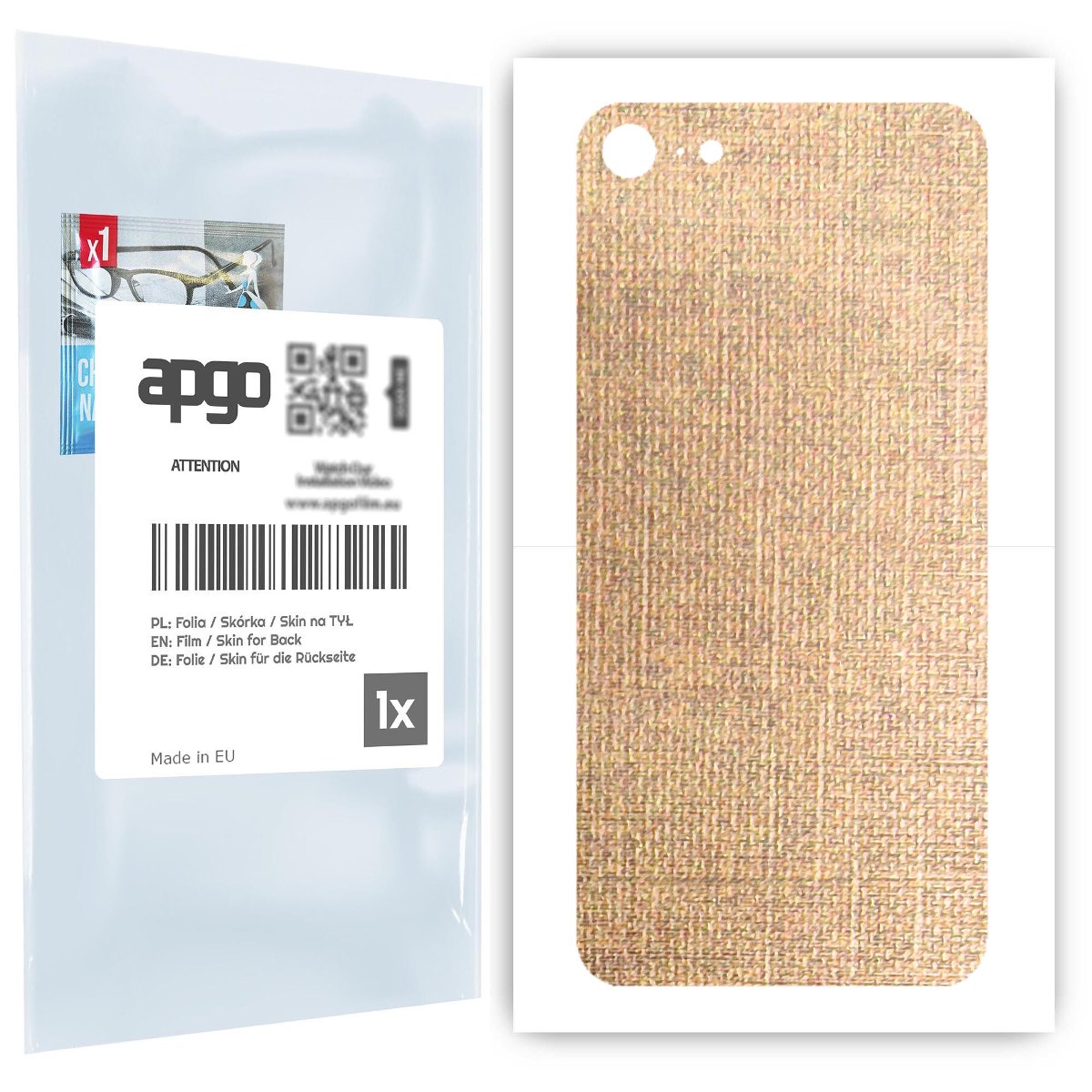 Folia naklejka skórka strukturalna na TYŁ do Apple iPhone 7 -  Tkanina Denim Beżowy - apgo SKINS