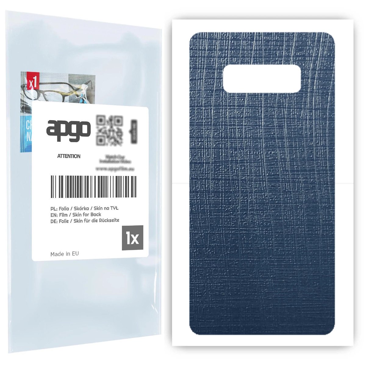 Folia naklejka skórka strukturalna na TYŁ do Samsung Galaxy Note 8 -  Tkanina Granatowa - apgo SKINS