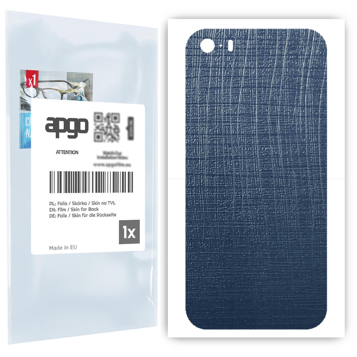 Folia naklejka skórka strukturalna na TYŁ do Apple iPhone 5 -  Tkanina Granatowa - apgo SKINS
