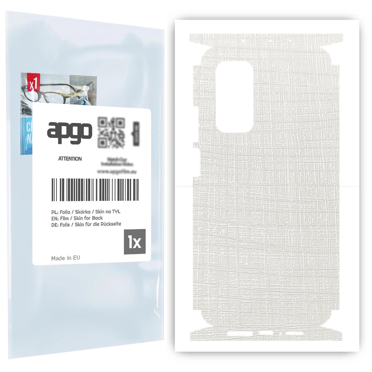 Folia naklejka skórka strukturalna na TYŁ+BOKI do Xiaomi Mi 10T 5G -  Tkanina Biała - apgo SKINS