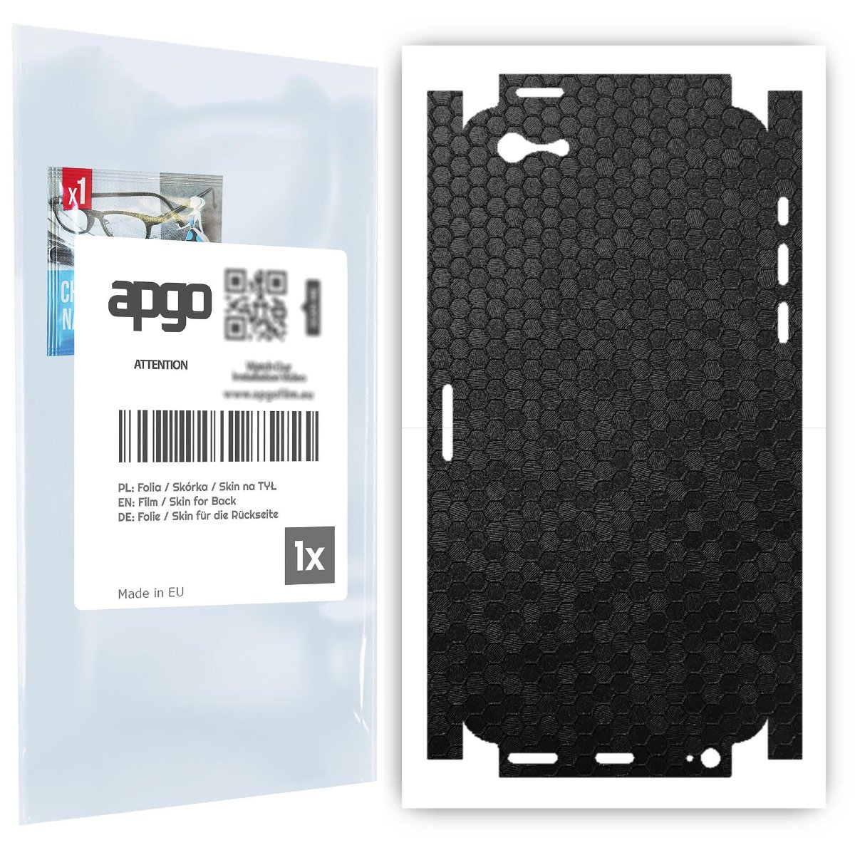 Folia naklejka skórka strukturalna na TYŁ+BOKI do Apple iPhone 5 -  Plaster Miodu Czarny - apgo SKINS