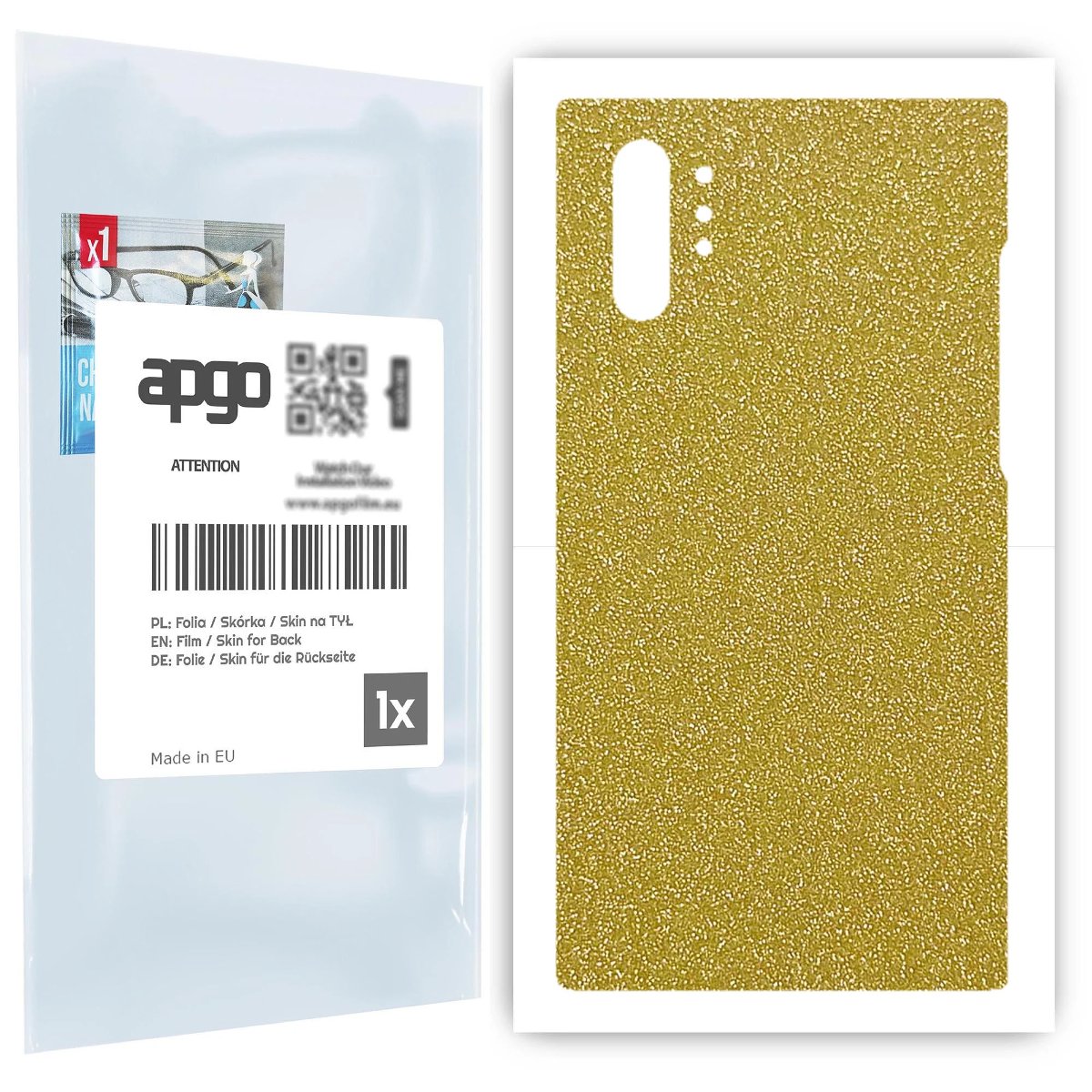 Folia naklejka skórka strukturalna na TYŁ do Samsung Galaxy Note 10+ -  Brokat Złoty - apgo SKINS