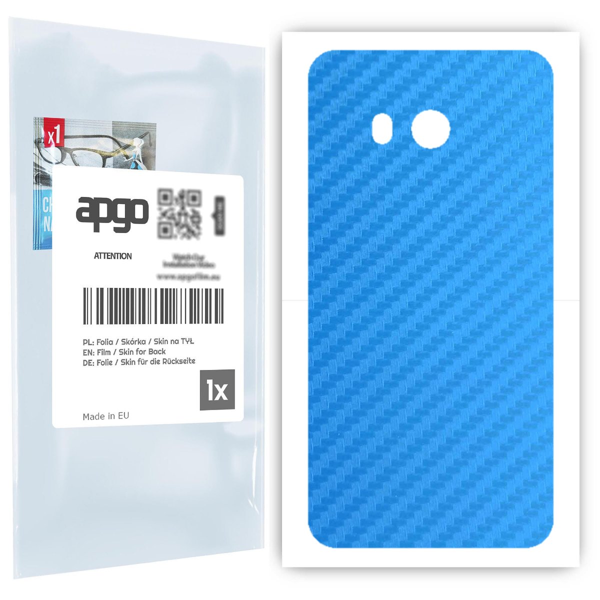 Folia naklejka skórka strukturalna na TYŁ do HTC U11 -  Carbon Niebieski - apgo SKINS