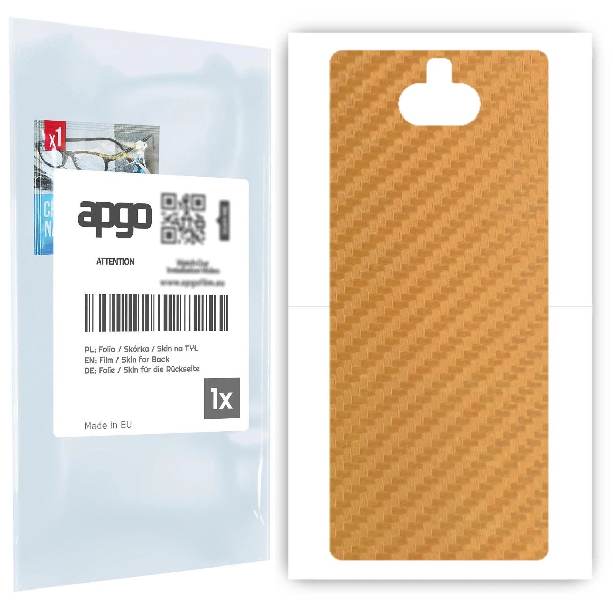 Folia naklejka skórka strukturalna na TYŁ do Sony Xperia 10 -  Carbon Złoty - apgo SKINS