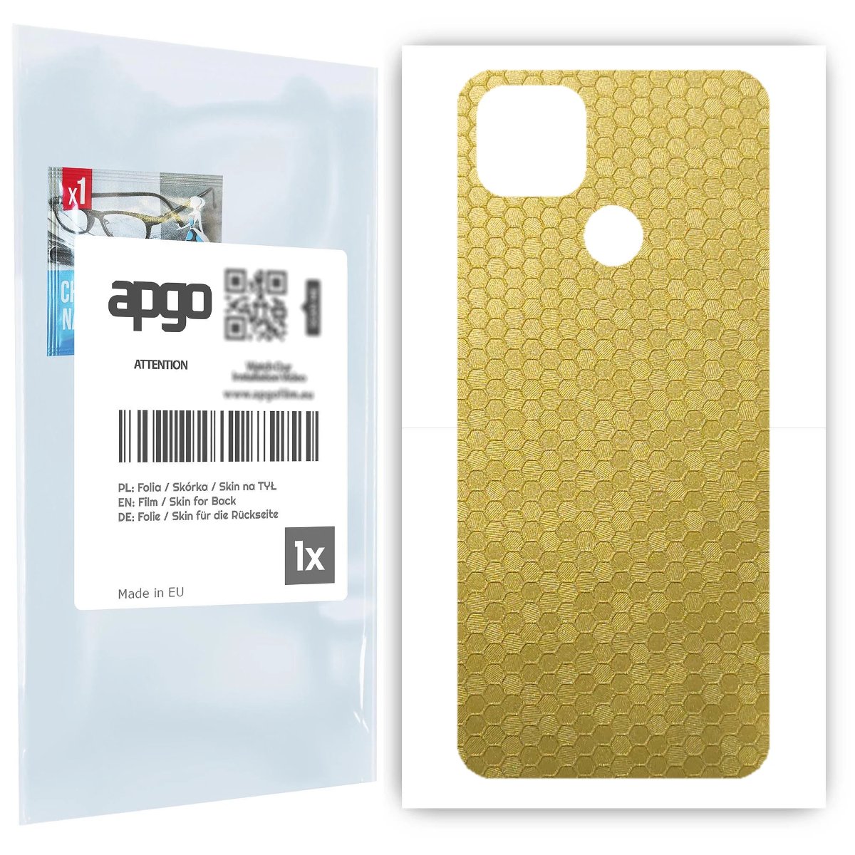 Folia naklejka skórka strukturalna na TYŁ do Motorola Moto G9 Power -  Plaster Miodu Złoty - apgo SKINS