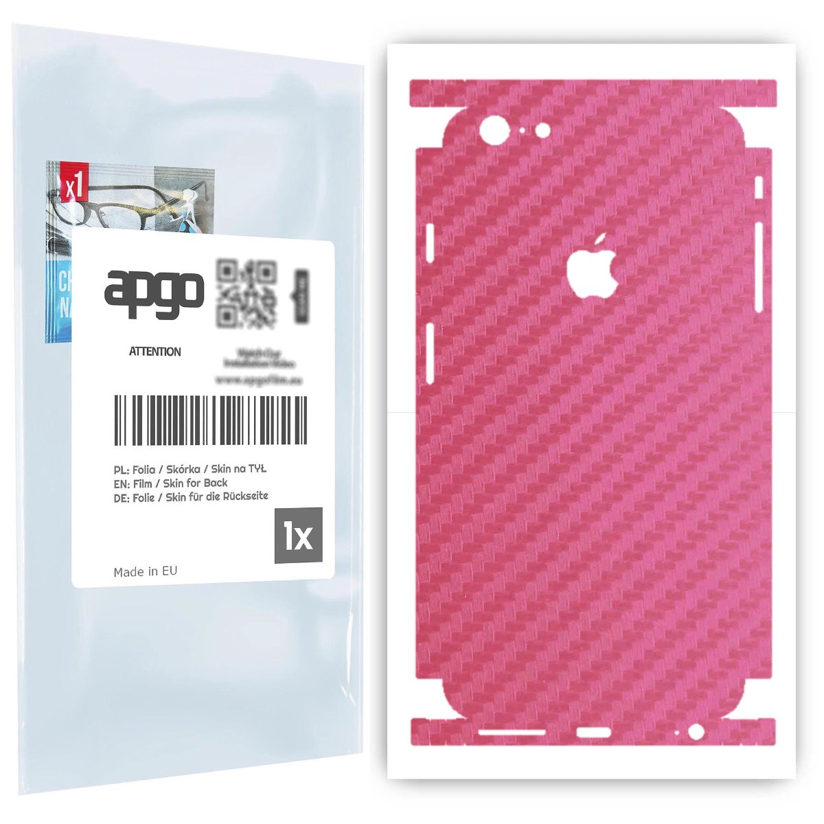 Folia naklejka skórka strukturalna na TYŁ+BOKI do Apple iPhone 6s Plus -  Carbon Różowy - apgo SKINS