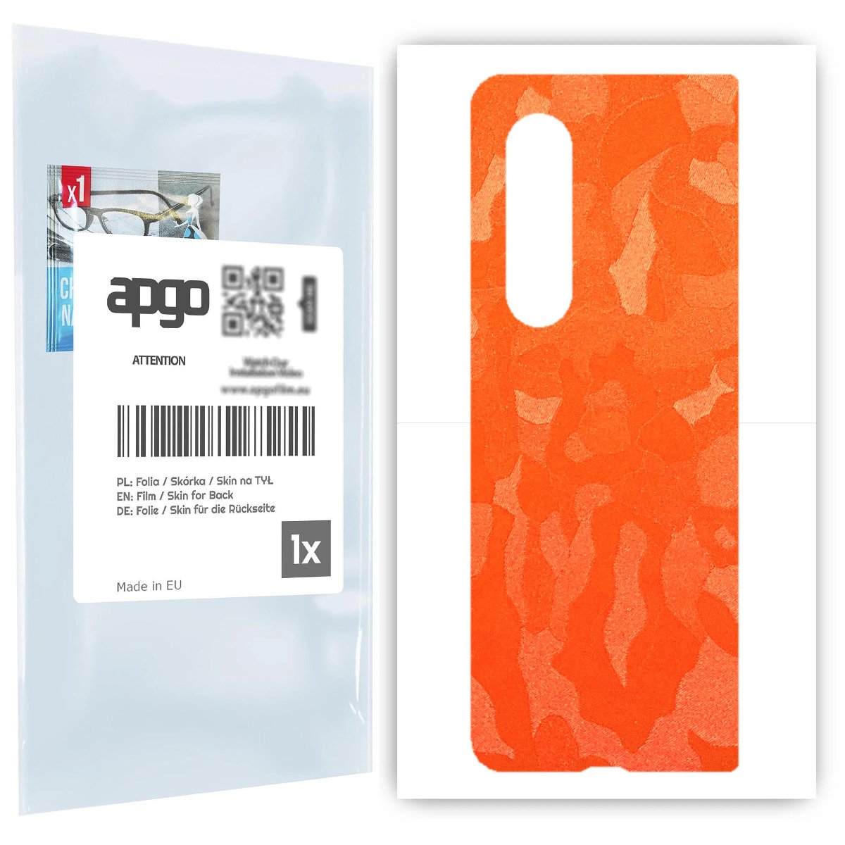 Folia naklejka skórka strukturalna na TYŁ do Samsung Galaxy Z Fold 3 -  Moro | Camo Pomarańczowy - apgo SKINS