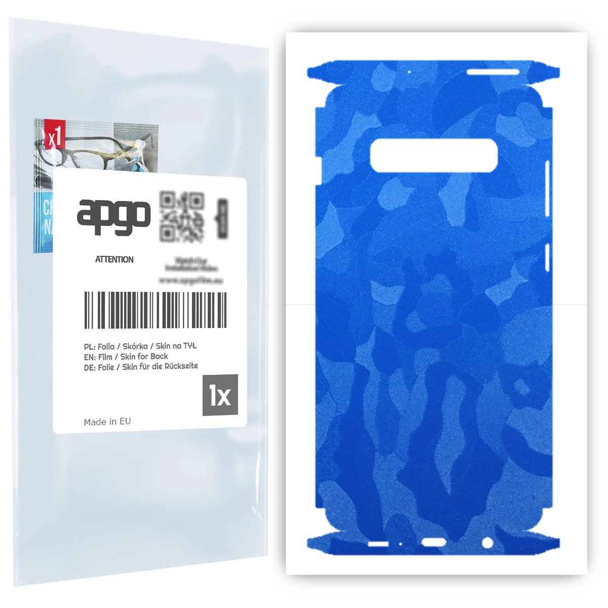 Folia naklejka skórka strukturalna na TYŁ+BOKI do Samsung Galaxy S10+ -  Moro | Camo Niebieski - apgo SKINS