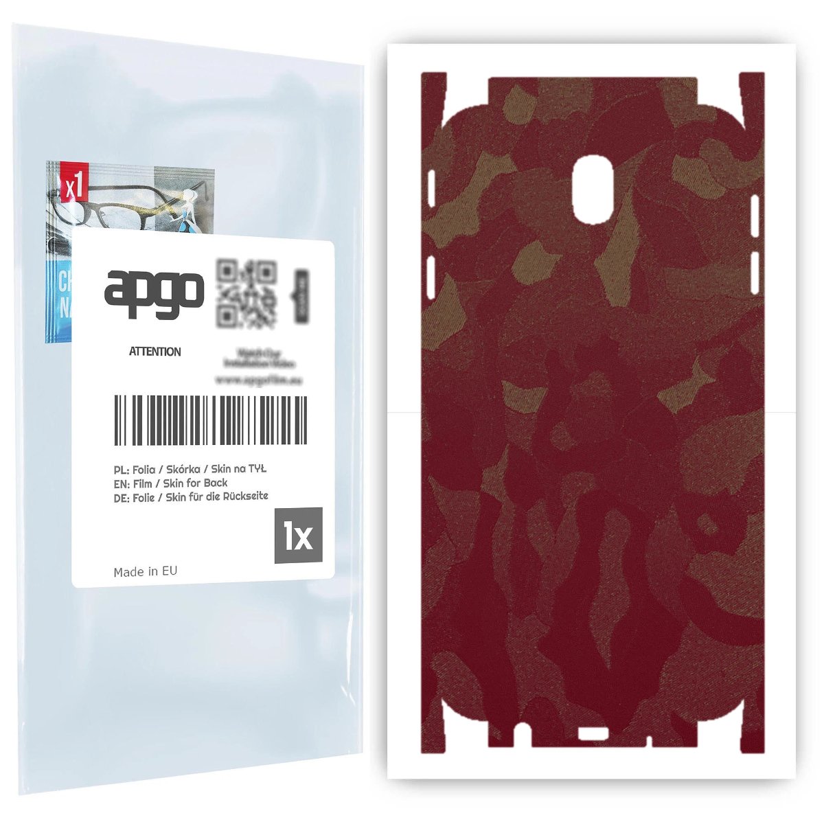 Folia naklejka skórka strukturalna na TYŁ+BOKI do Samsung Galaxy J7 (2017) -  Moro | Camo Bordowy - apgo SKINS