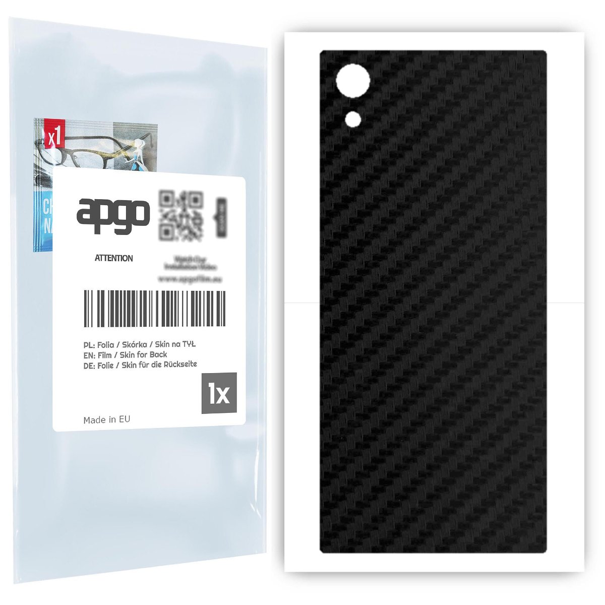 Folia naklejka skórka strukturalna na TYŁ do Sony Xperia XA1 -  Carbon Czarny - apgo SKINS