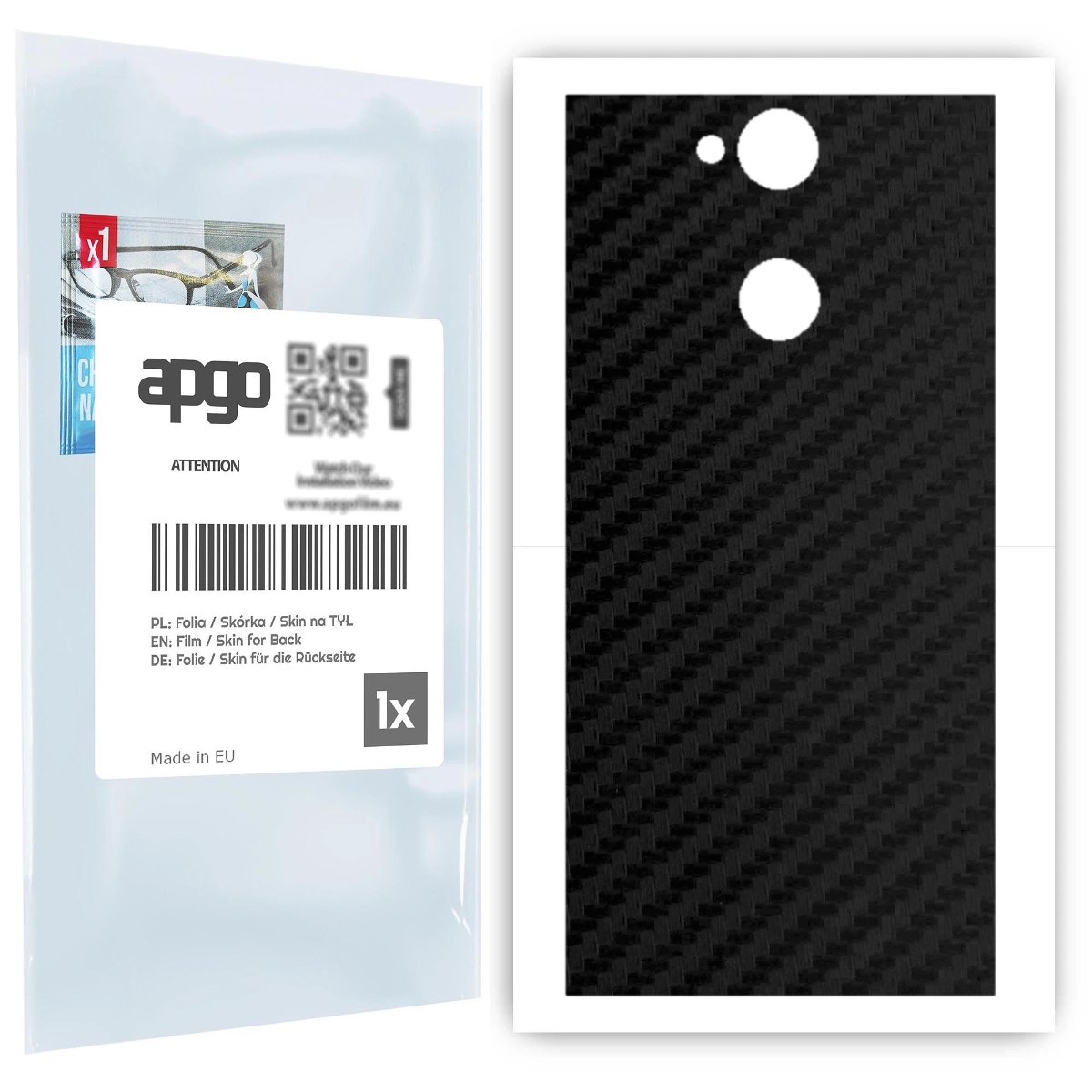Folia naklejka skórka strukturalna na TYŁ do Sony Xperia XA2 -  Carbon Czarny - apgo SKINS