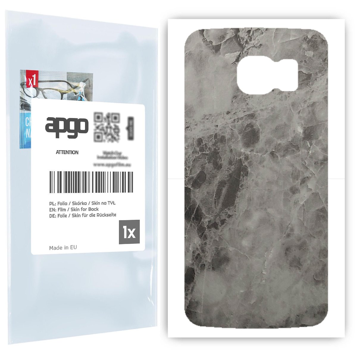 Folia naklejka skórka strukturalna na TYŁ do Samsung Galaxy S6 G920 -  Marmur Czarny - apgo SKINS