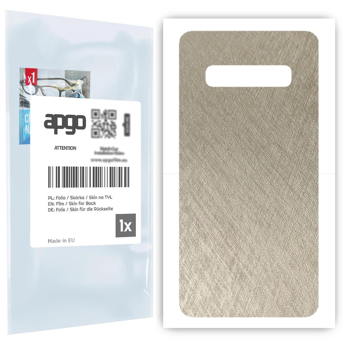 Folia naklejka skórka strukturalna na TYŁ do Samsung Galaxy S10 -  Tytan Srebrny - apgo SKINS