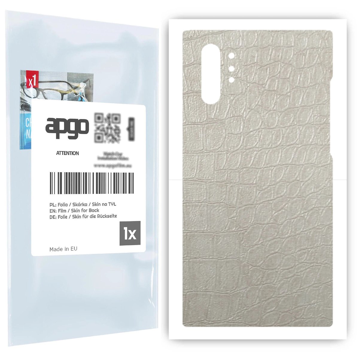 Folia naklejka skórka strukturalna na TYŁ do Samsung Galaxy Note 10+ 5G -  Skóra Krokodyla Biała - apgo SKINS