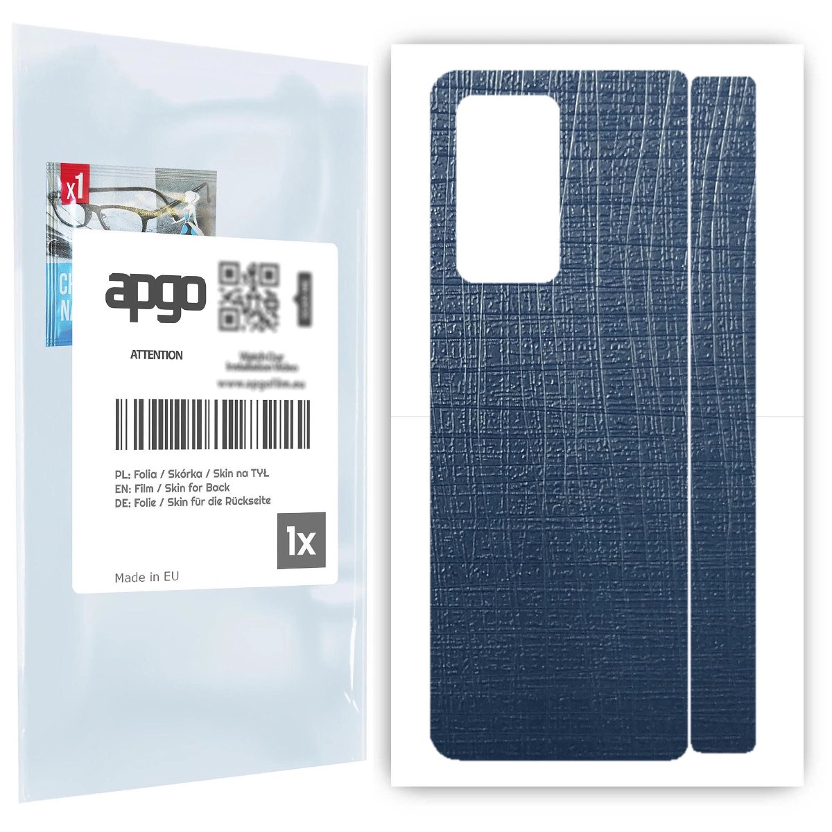 Folia naklejka skórka strukturalna na TYŁ do Samsung Galaxy Z Fold 2 -  Tkanina Granatowa - apgo SKINS