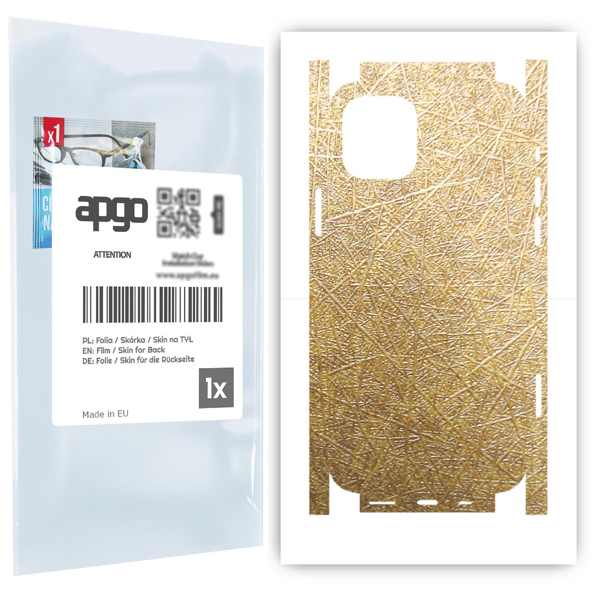 Folia naklejka skórka strukturalna na TYŁ+BOKI do Apple iPhone 12 -  Tkanina Włókno - apgo SKINS