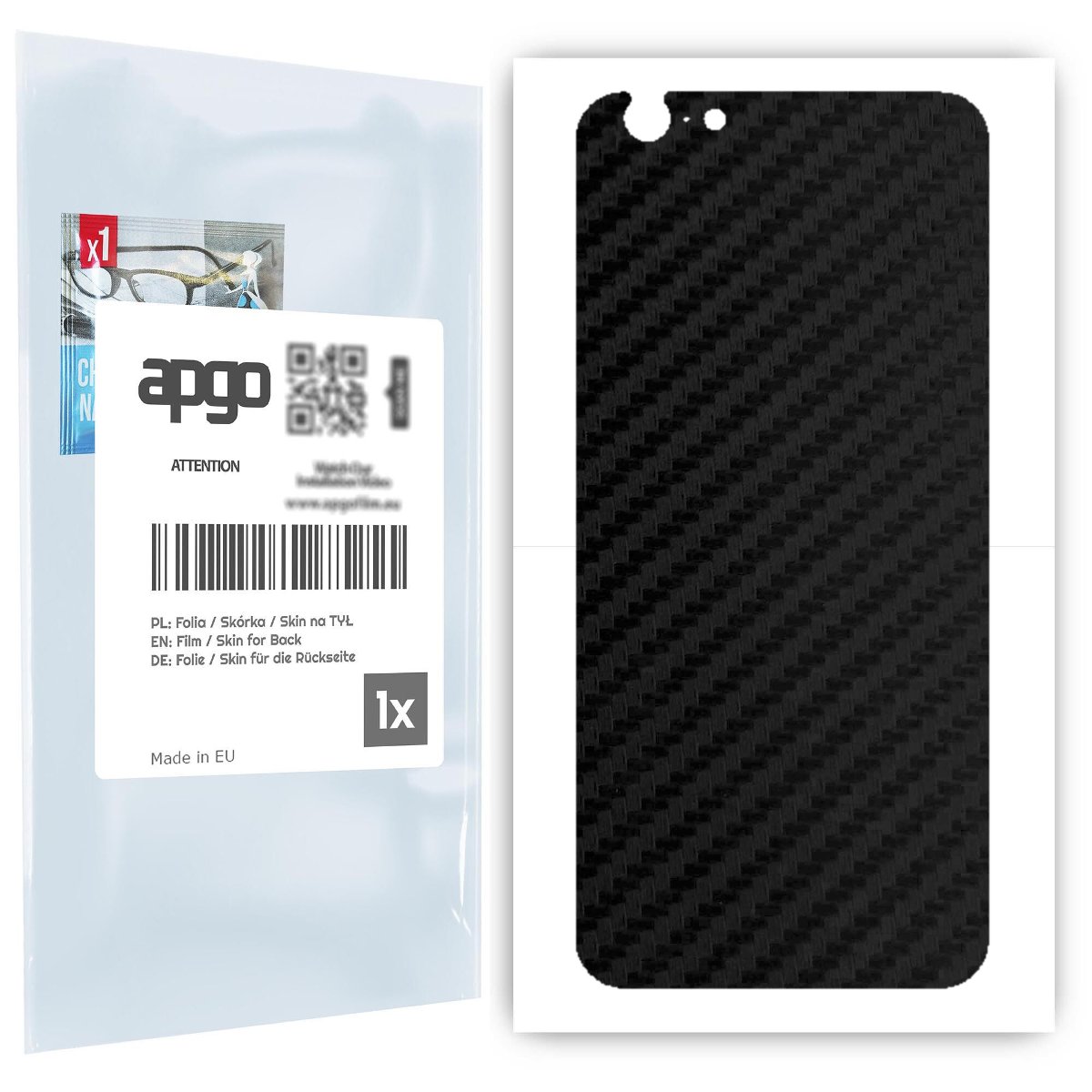 Folia naklejka skórka strukturalna na TYŁ do Apple iPhone 6 -  Carbon Czarny - apgo SKINS