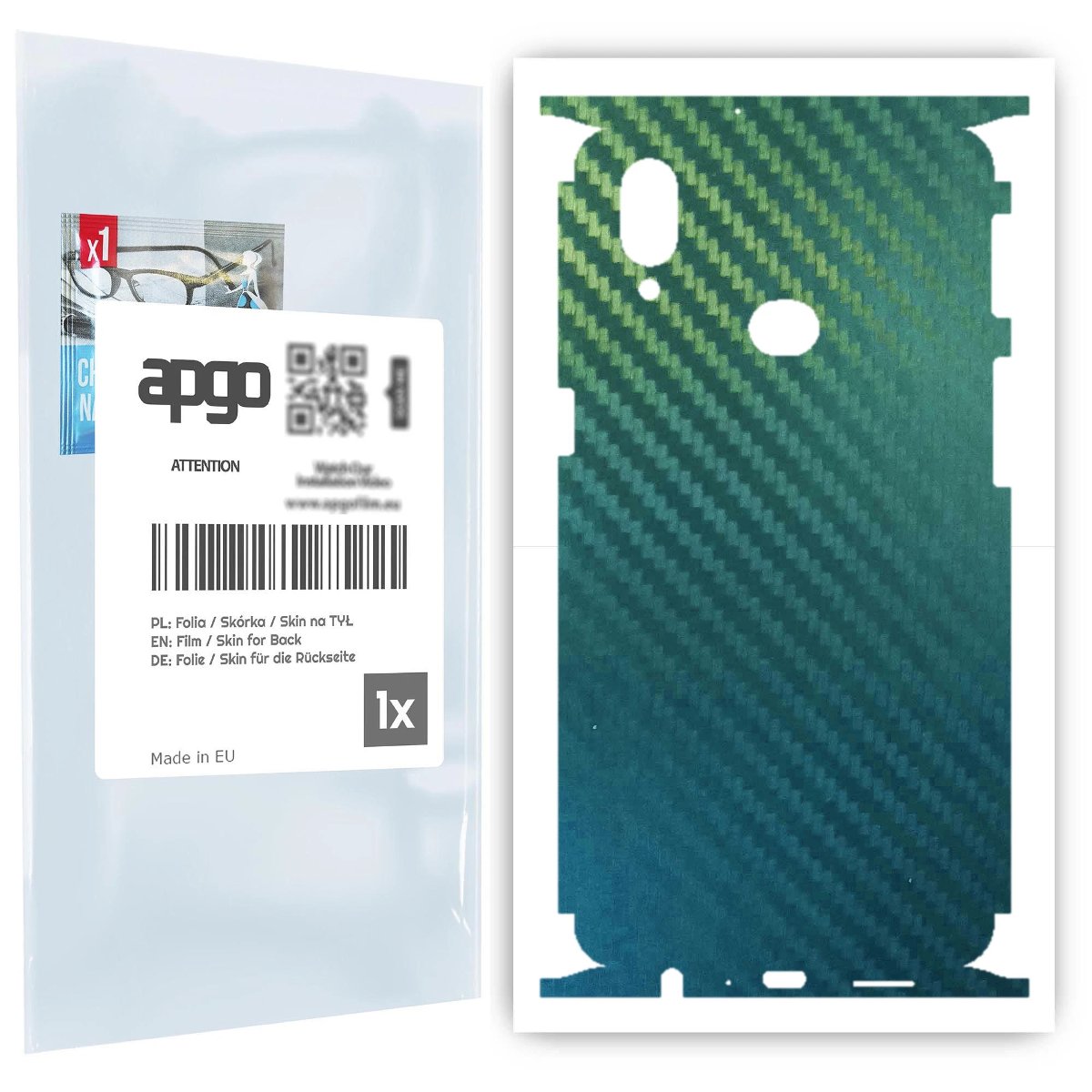 Folia naklejka skórka strukturalna na TYŁ+BOKI do Samsung Galaxy A10s -  Carbon Kameleon CAKA1 - apgo SKINS