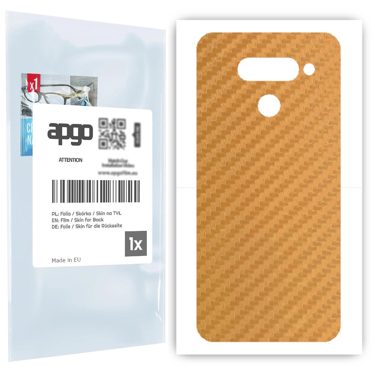 Folia naklejka skórka strukturalna na TYŁ do LG Q60 -  Carbon Złoty - apgo SKINS