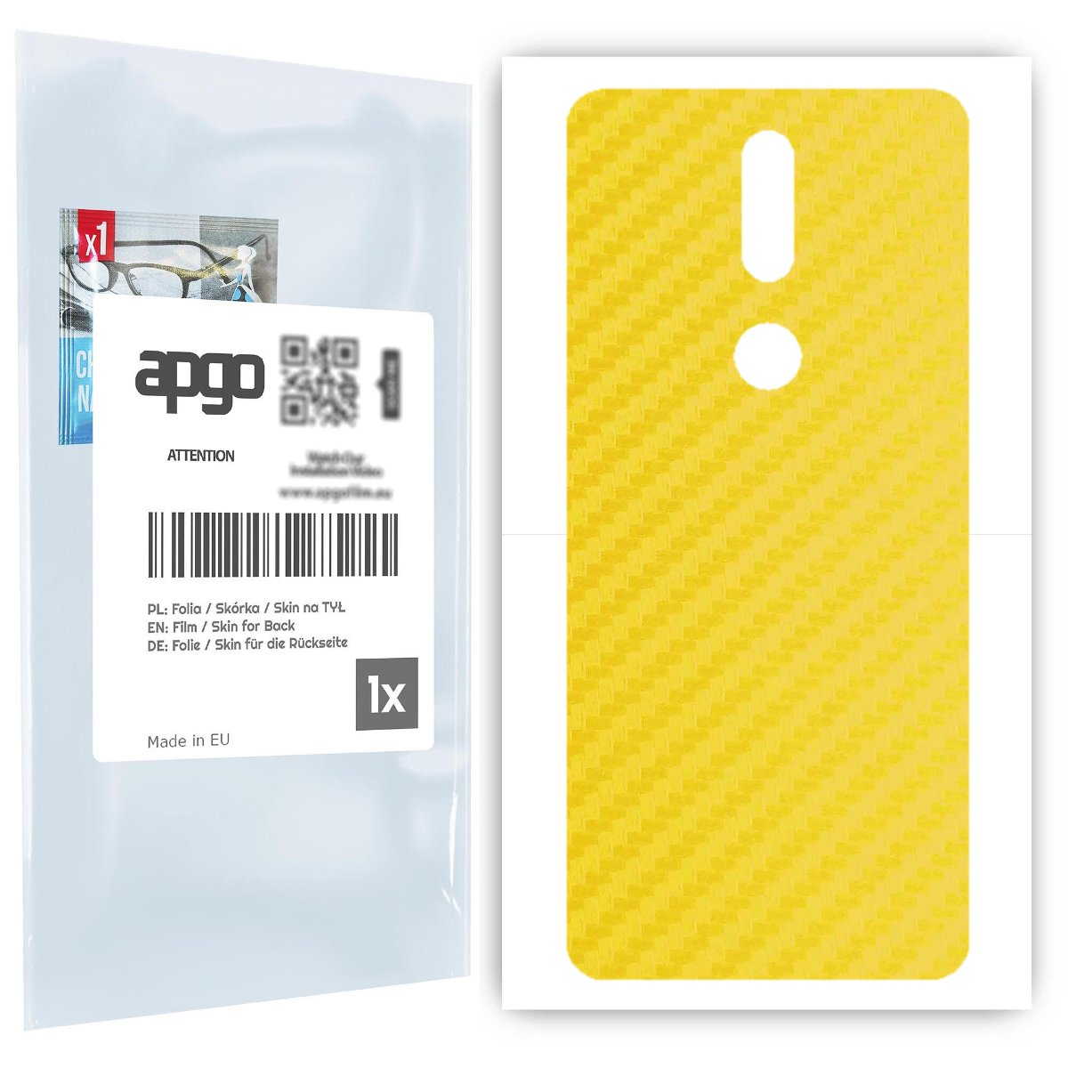 Folia naklejka skórka strukturalna na TYŁ do Nokia 2.4 -  Carbon Żółty - apgo SKINS
