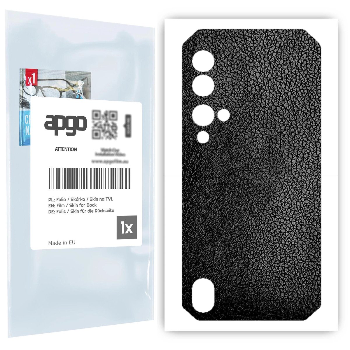 Folia naklejka skórka strukturalna na TYŁ do Blackview BV9900 -  Skóra Czarna - apgo SKINS