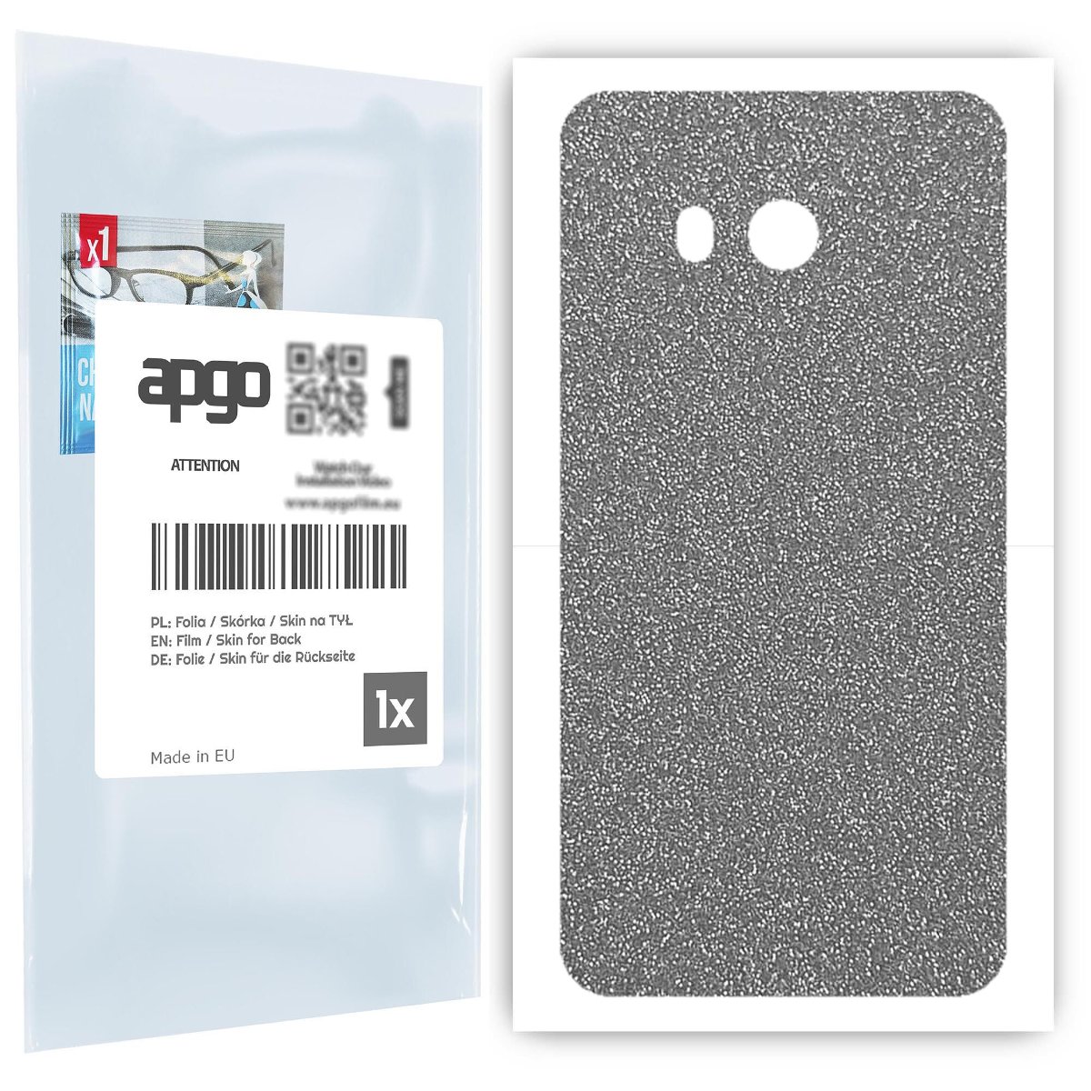 Folia naklejka skórka strukturalna na TYŁ do HTC U11 -  Brokat Srebrny - apgo SKINS