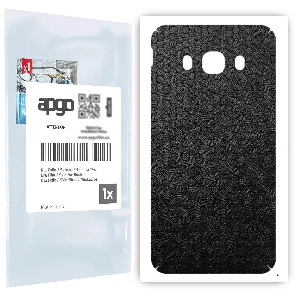 Folia naklejka skórka strukturalna na TYŁ do Samsung Galaxy J5 (2016) -  Plaster Miodu Czarny - apgo SKINS