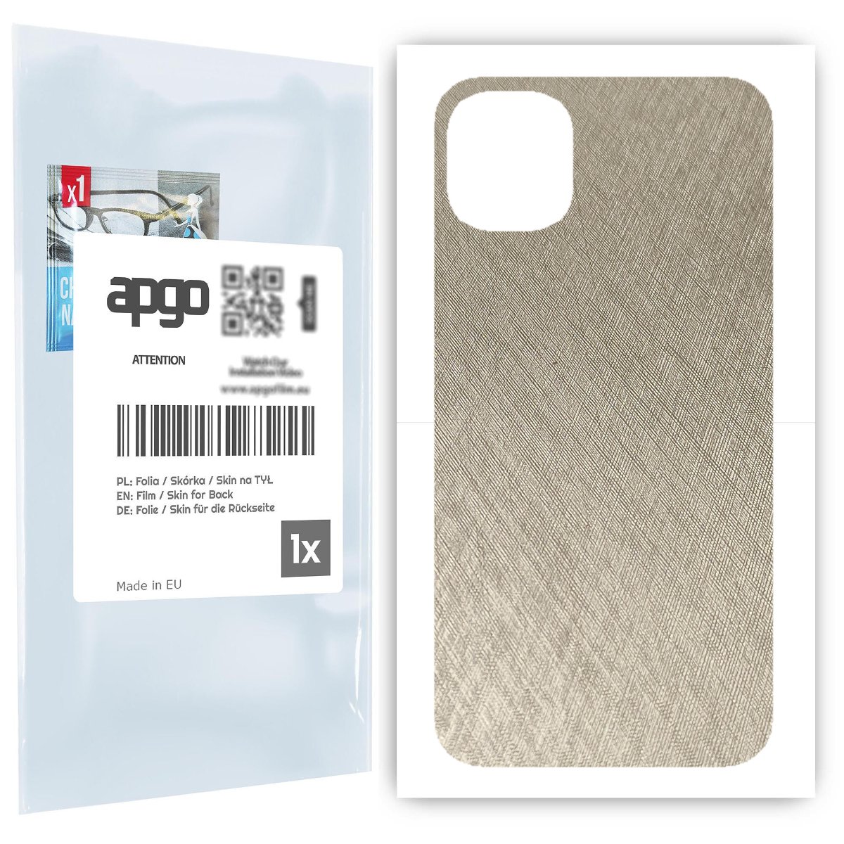 Folia naklejka skórka strukturalna na TYŁ do Apple iPhone 11 -  Tytan Srebrny - apgo SKINS