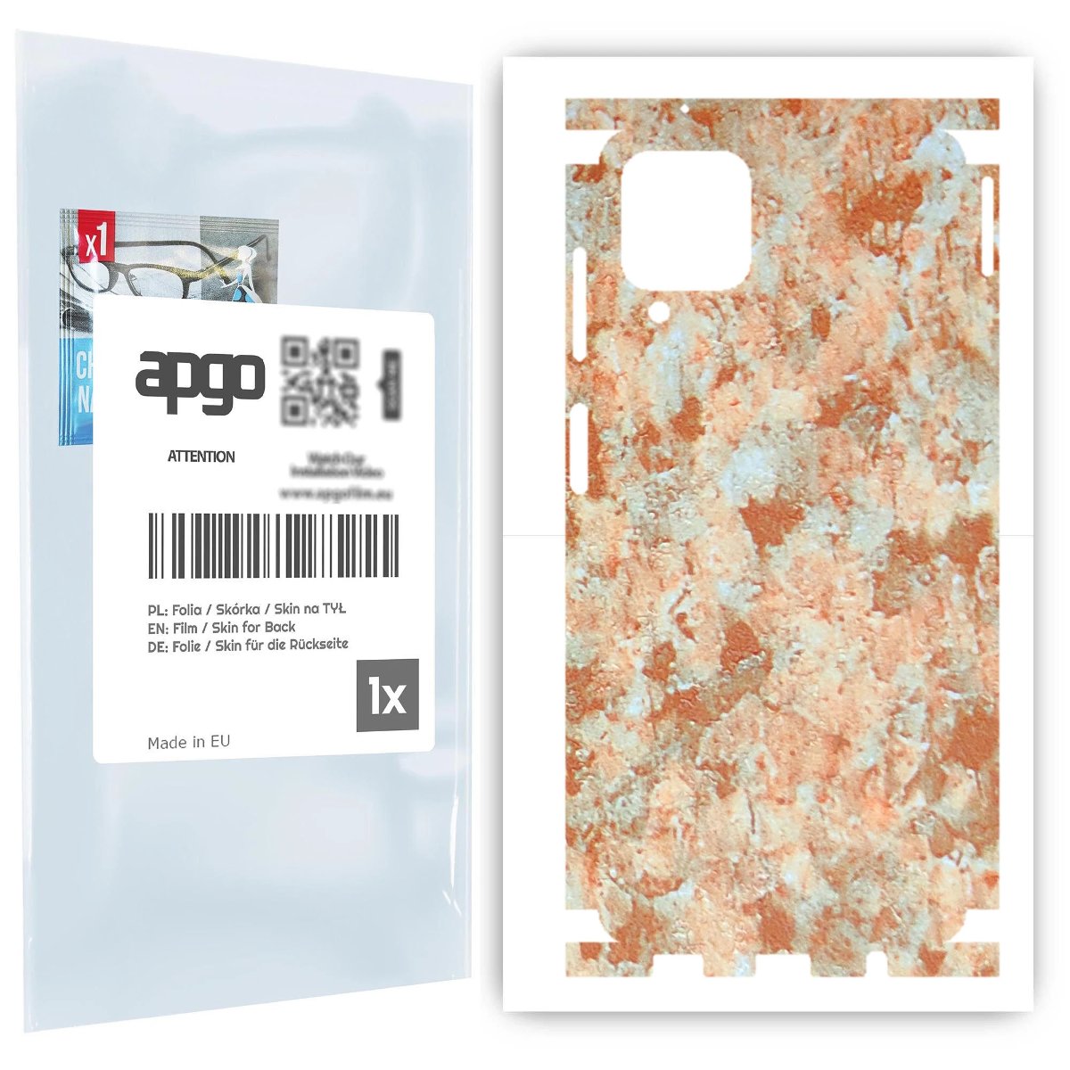 Folia naklejka skórka strukturalna na TYŁ+BOKI do Samsung Galaxy A12 -  Kamień Piaskowiec - apgo SKINS