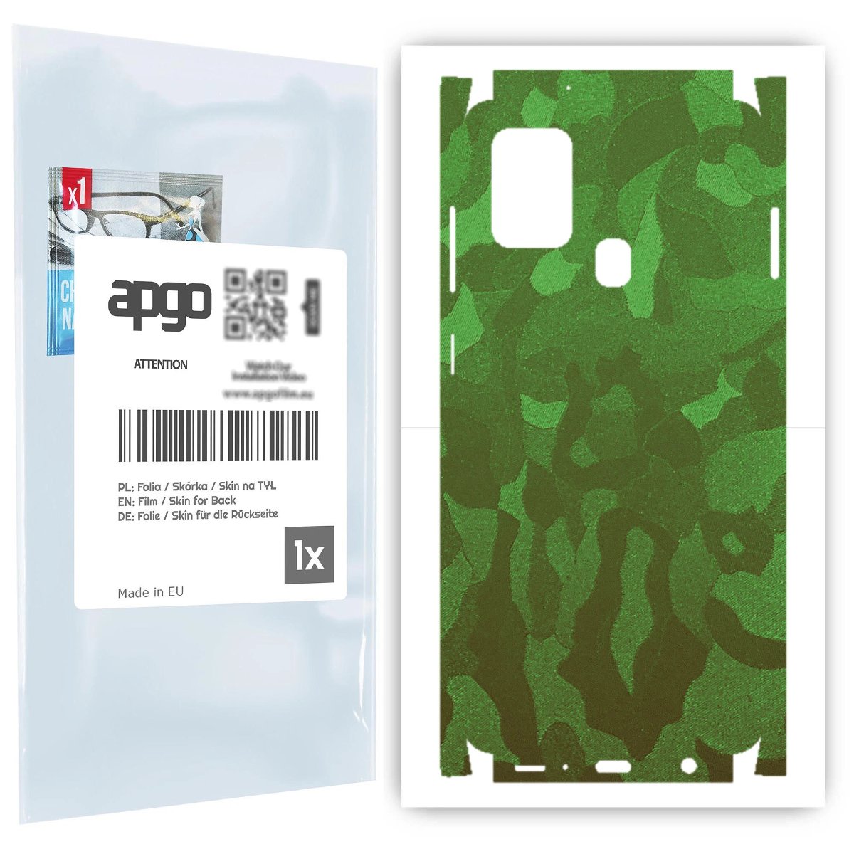 Folia naklejka skórka strukturalna na TYŁ+BOKI do Samsung Galaxy A21s -  Moro | Camo Zielony - apgo SKINS