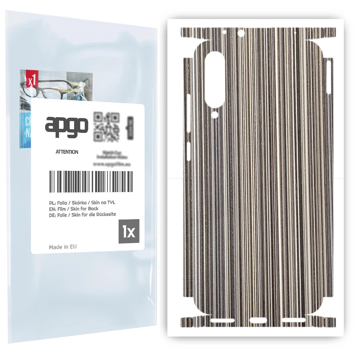 Folia naklejka skórka strukturalna na TYŁ+BOKI do Xiaomi Mi A3 -  Tkanina Paski Mix - apgo SKINS