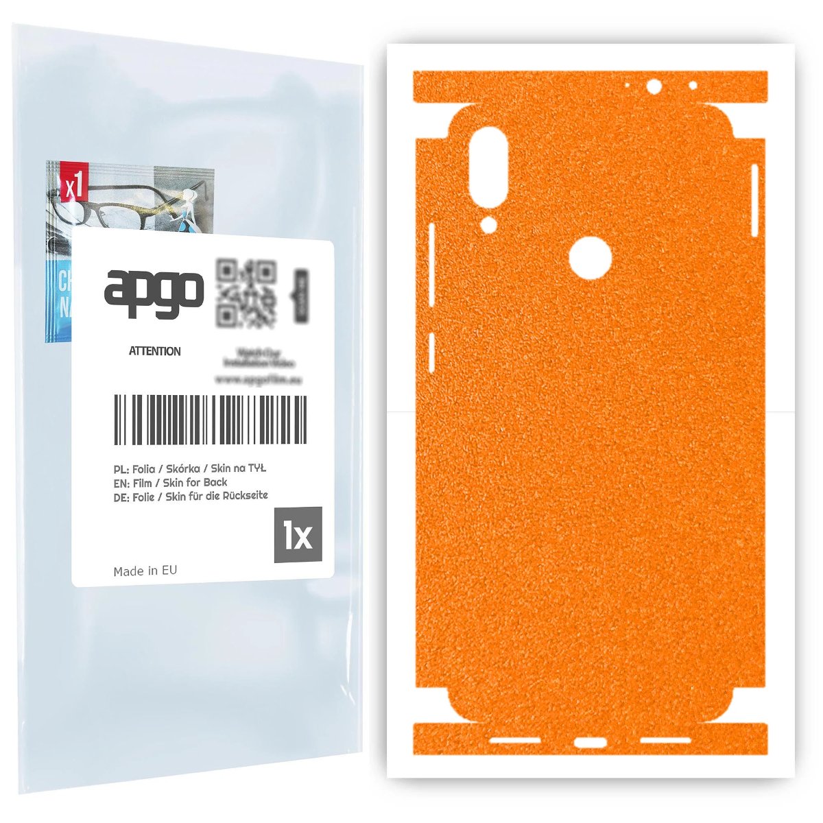Folia naklejka skórka strukturalna na TYŁ+BOKI do Xiaomi Redmi Note 7 -  Pomarańczowy Pastel Matowy Chropowaty Baranek - apgo SKINS