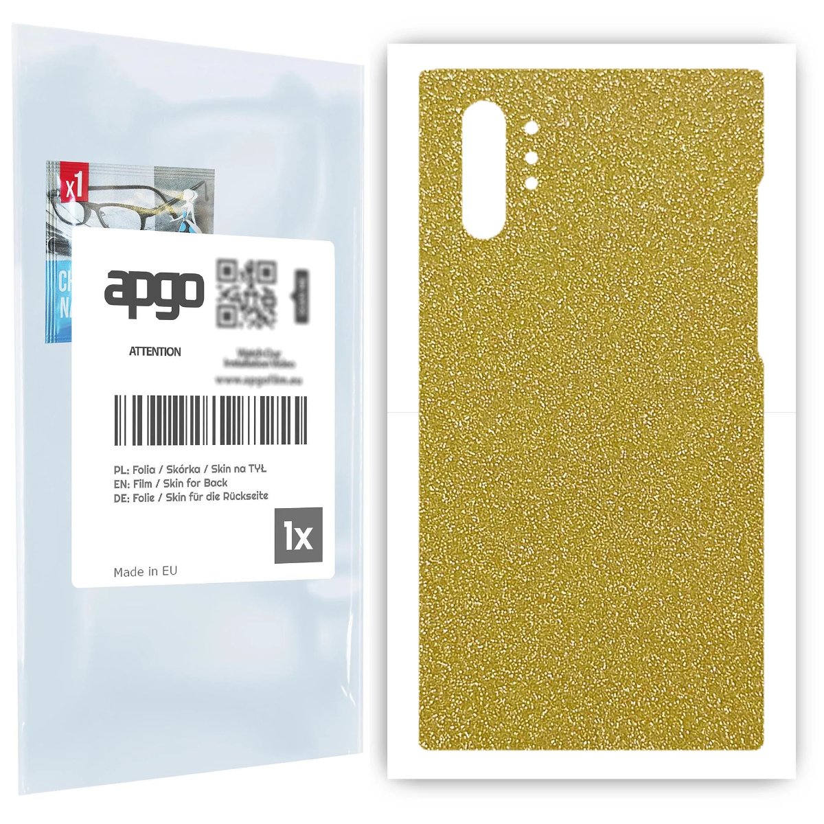 Folia naklejka skórka strukturalna na TYŁ do Samsung Galaxy Note 10+ 5G -  Brokat Złoty - apgo SKINS