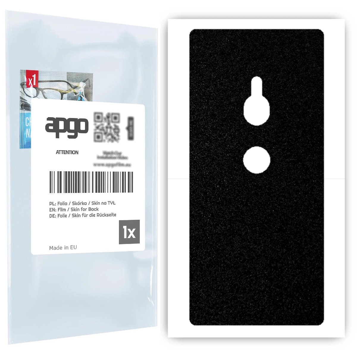 Folia naklejka skórka strukturalna na TYŁ do Sony Xperia XZ2 -  Czarny Pastel Matowy Chropowaty Baranek - apgo SKINS