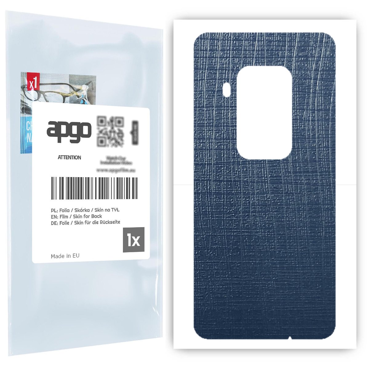 Folia naklejka skórka strukturalna na TYŁ do Motorola One Zoom -  Tkanina Granatowa - apgo SKINS