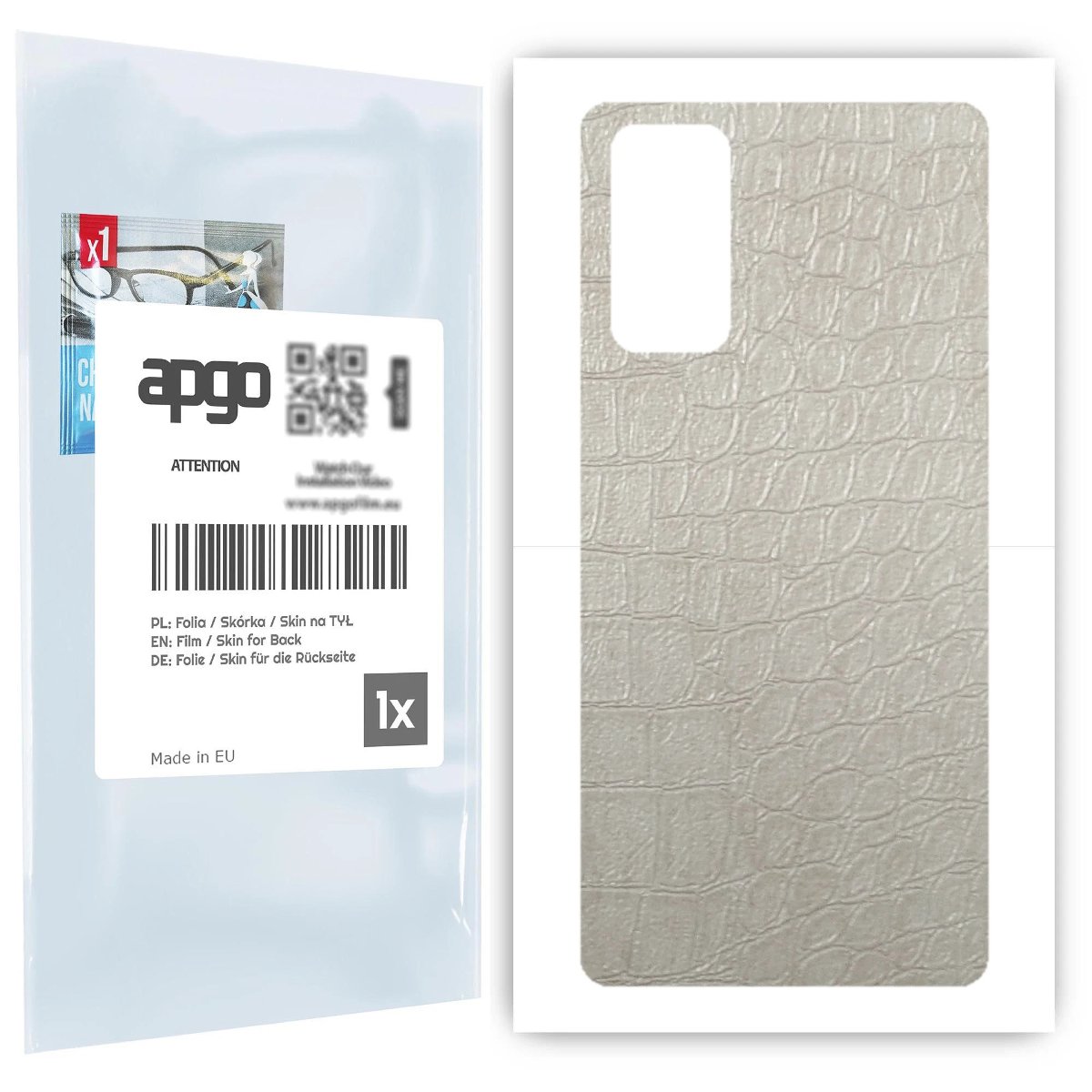 Folia naklejka skórka strukturalna na TYŁ do Samsung Galaxy S20 FE -  Skóra Krokodyla Biała - apgo SKINS