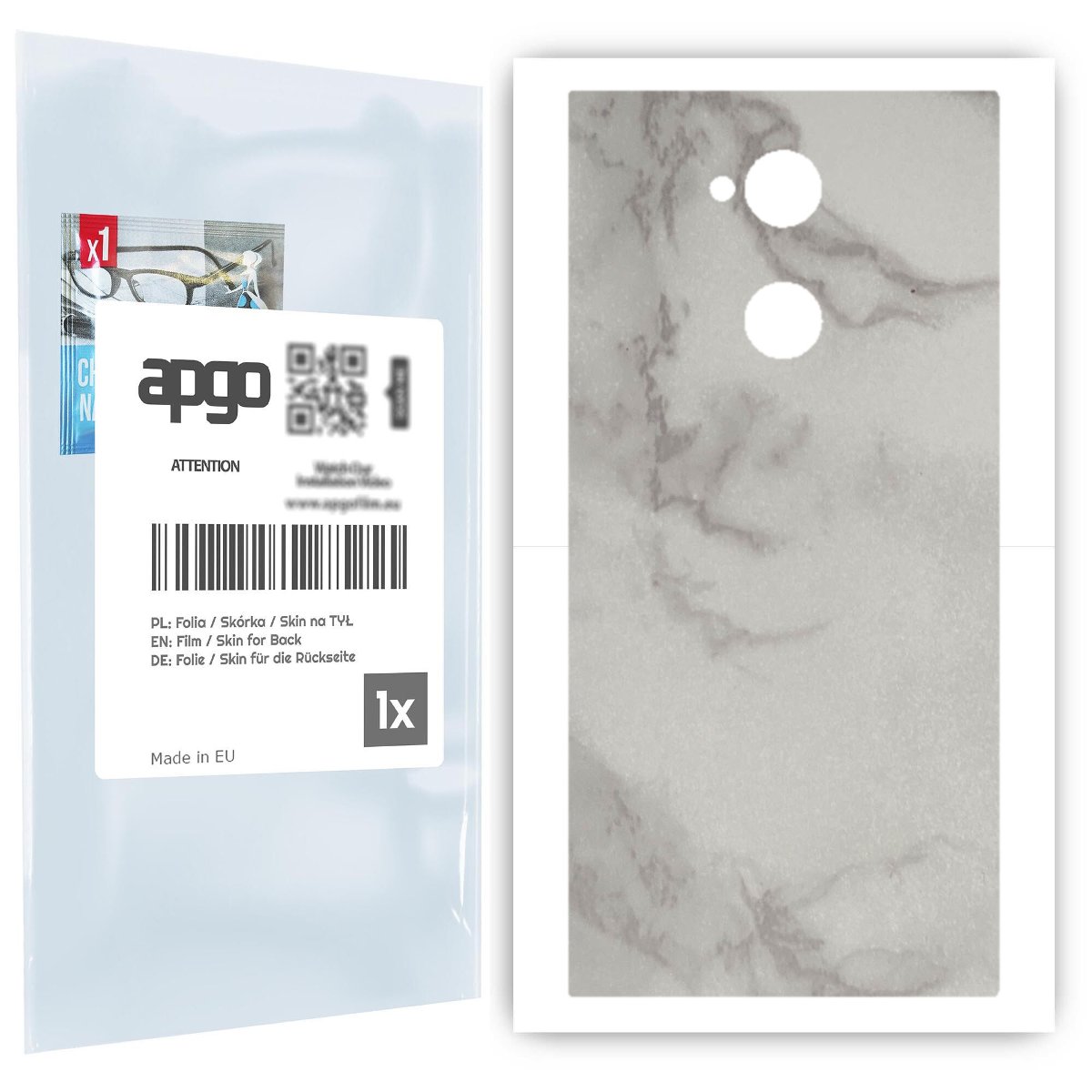 Folia naklejka skórka strukturalna na TYŁ do Sony Xperia XA2 Ultra -  Marmur Szary - apgo SKINS