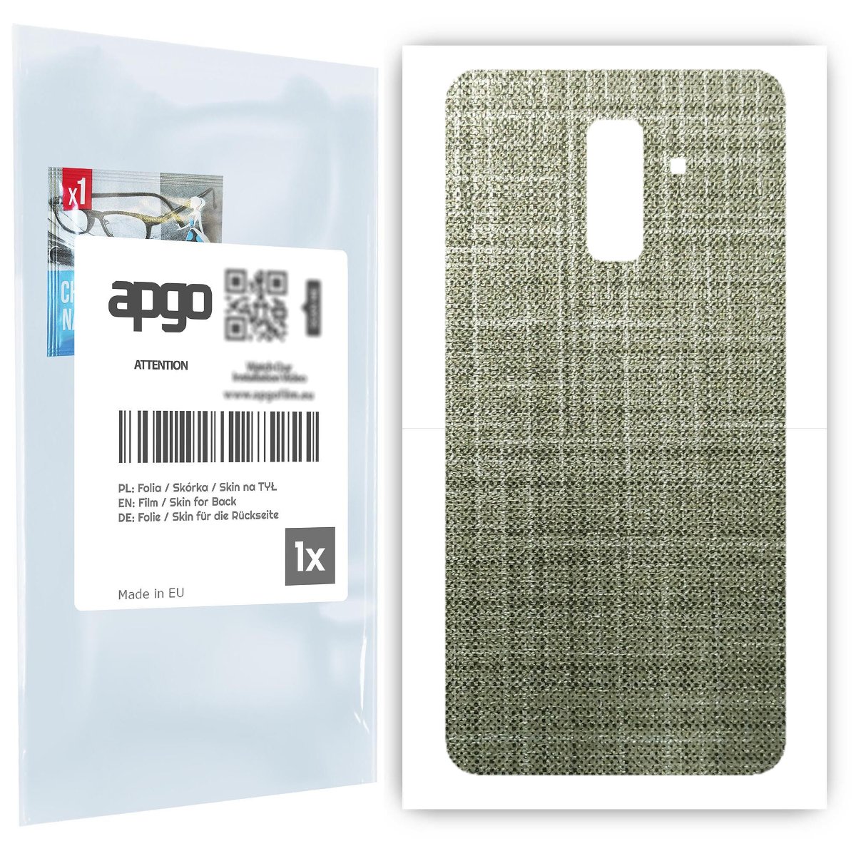 Folia naklejka skórka strukturalna na TYŁ do Samsung Galaxy A6+ (2018) -  Tkanina Lniana - apgo SKINS