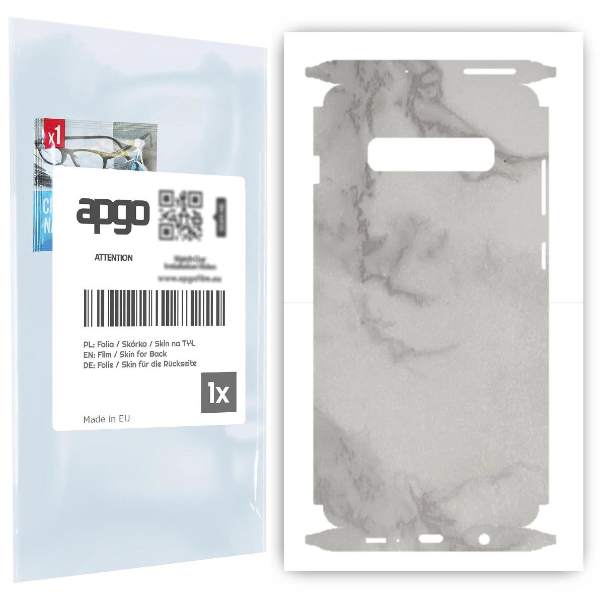 Folia naklejka skórka strukturalna na TYŁ+BOKI do Samsung Galaxy S10+ -  Marmur Szary - apgo SKINS