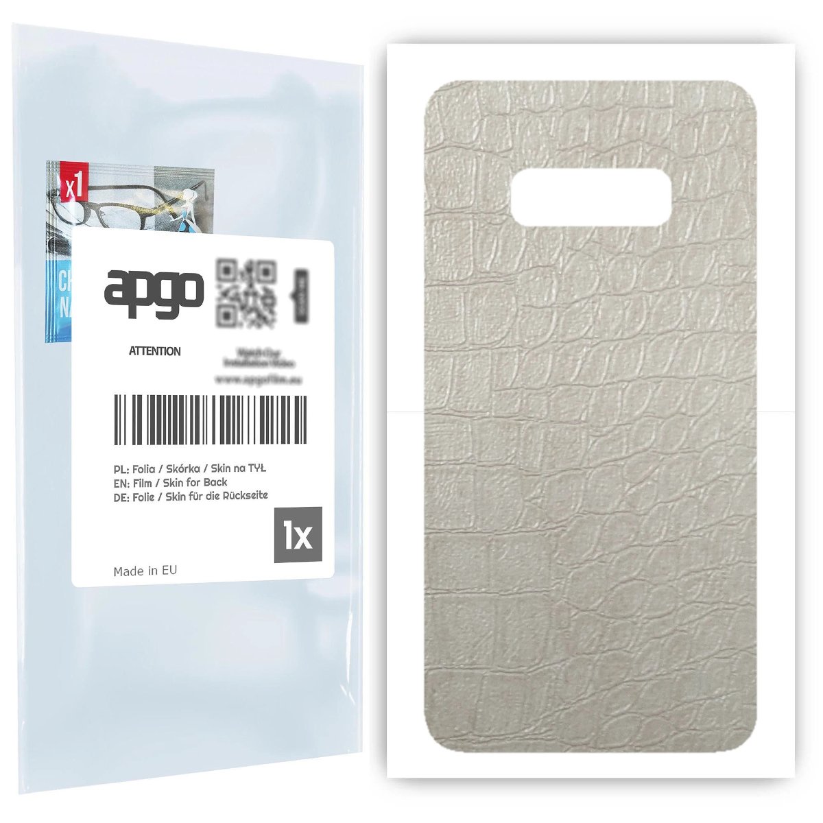 Folia naklejka skórka strukturalna na TYŁ do Samsung Galaxy S10e -  Skóra Krokodyla Biała - apgo SKINS