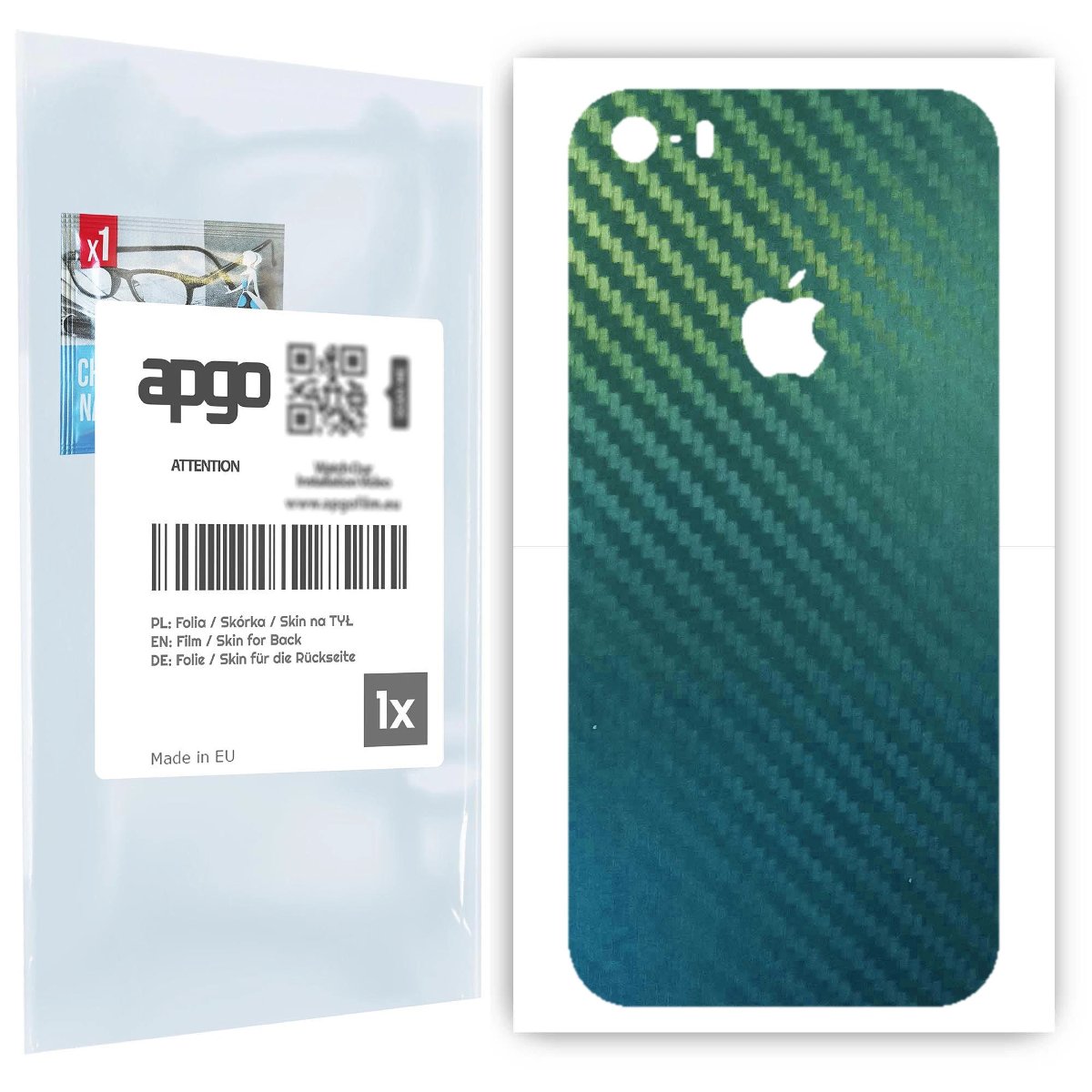 Folia naklejka skórka strukturalna na TYŁ do Apple iPhone 5 -  Carbon Kameleon CAKA1 - apgo SKINS